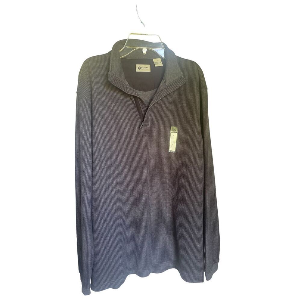 NWT Hagger Long  Sleeve 1/4 zip Pull over Shirt Brown/ Black Size S